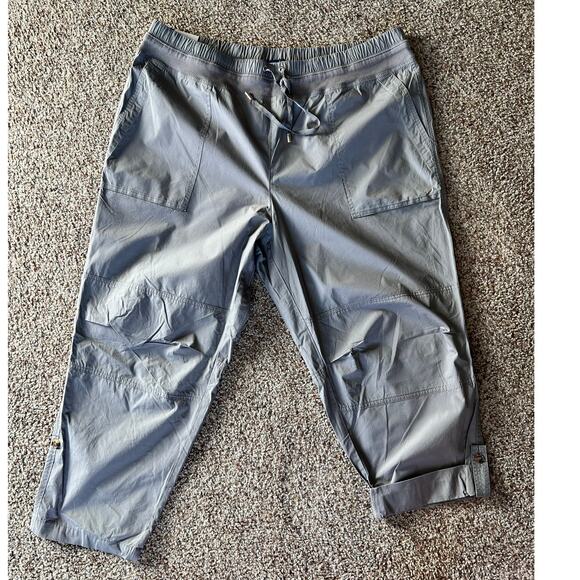 NWT Nautica Women's Cotton Roll-Tab Utility Pants, XXL Gray, Elastic Waist - Picture 1 of 12